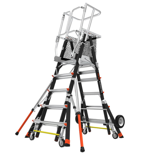Телескопична стълба от фибростъкло с регулируем кош CAGE - ADJUSTABLE - работна височина 4.64 метра
