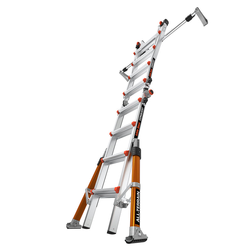 Купи Телескопична алуминиева стълба Conquest 2.0 с обезопасителни релси за всички терени за 1077 лв. само от Nika.bg