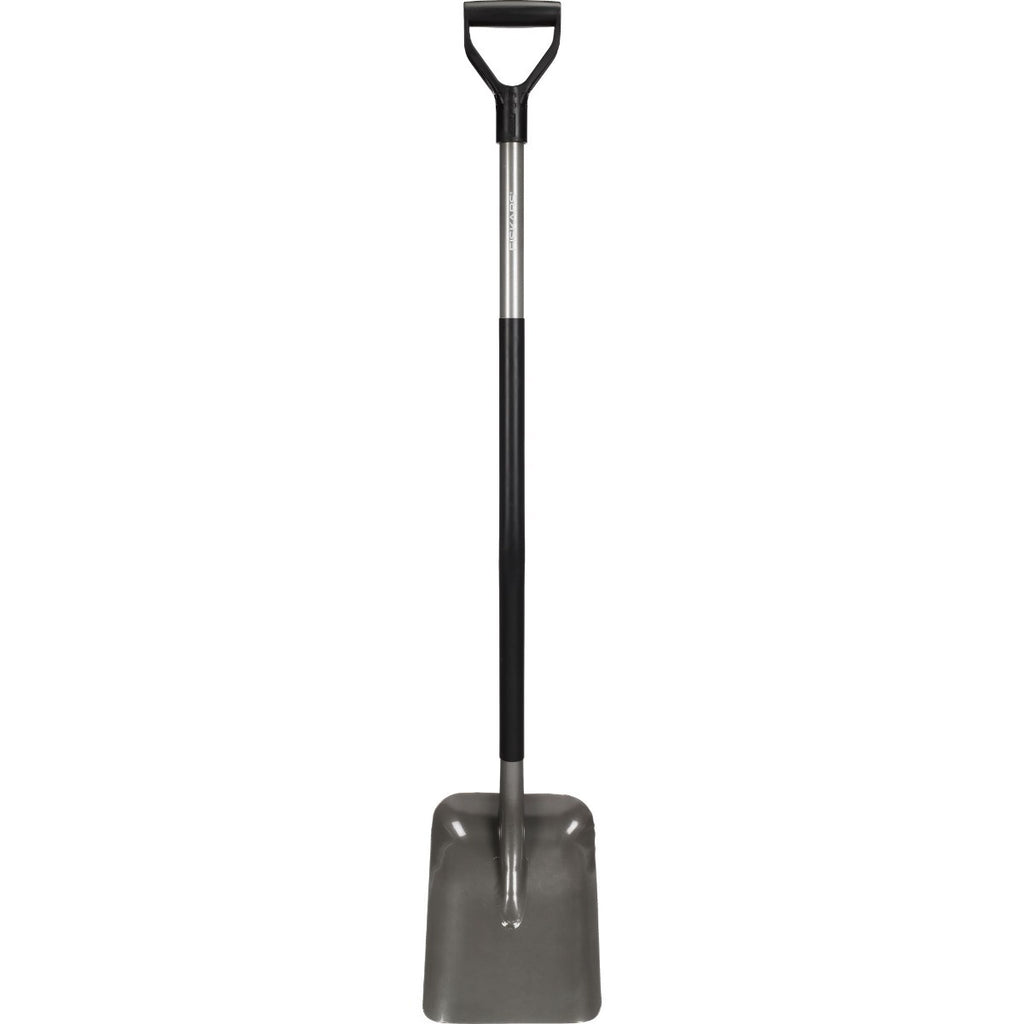 Alt Tag: Загребваща лопата Fiskars Ergonomic™ с удължена дръжка и Y-образен захват за комфорт при преместване на пясък и чакъл