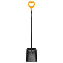 Alt Tag: Лопата за насипни материали Fiskars Solid™ с широка черна глава, дълга стоманена дръжка и оранжева D-образна ръкохватка