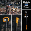 Промо сет: Брадва за цепене Fiskars X21 + Универсален нож с вградено точило