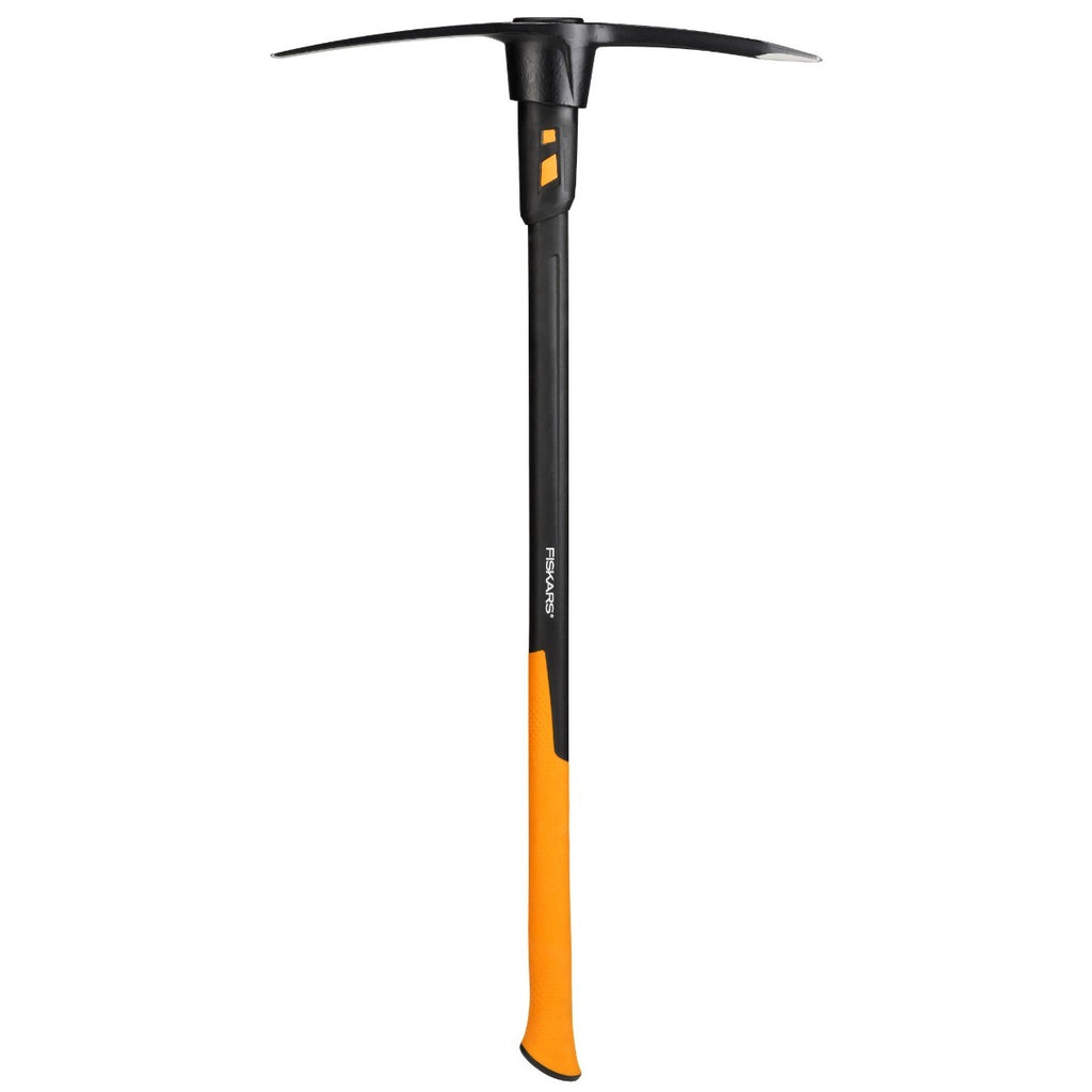 Alt Tag: Кирка Fiskars Pro IsoCore™, размер L с IsoCore система, оранжева дръжка и стоманен връх за твърда почва