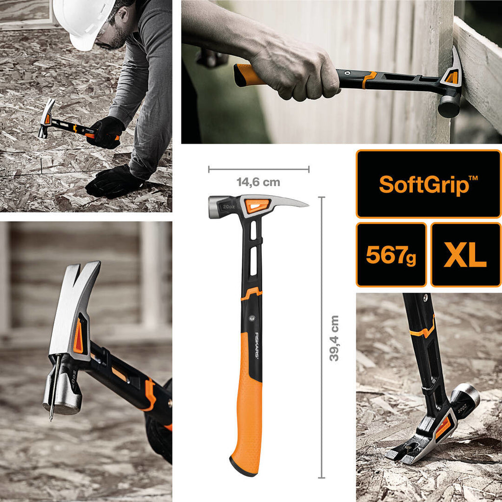 Универсален чук IsoCore™ размер XL - Fiskars, XL чук с IsoCore Shock Control и SoftGrip за строителство и довършителни работи