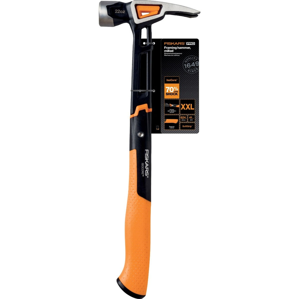 Кофражен чук с магнитна глава Fiskars IsoCore™ 0.624 kg, размер XXL - IsoCore™ дизайн, гумена дръжка и магнитна глава