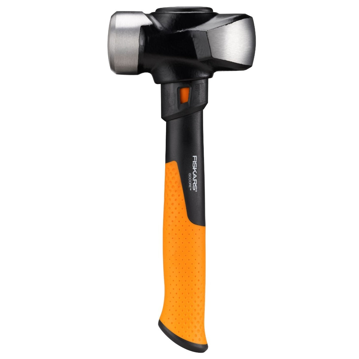Alt Tag: Строителен чук Fiskars IsoCore™ размер M с оранжева ергономична дръжка и система за намаляване на вибрациите