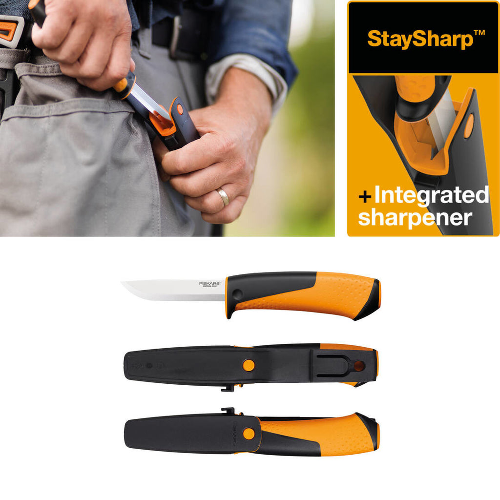 Промо сет: Брадва за цепене Fiskars X21 + Универсален нож с вградено точило - Nika.bg