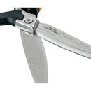 Професионална ножица за изолационни материали с подсилен механизъм Fiskars PRO PowerArc, 26 см - близък план на издръжливи извити остриета и захват