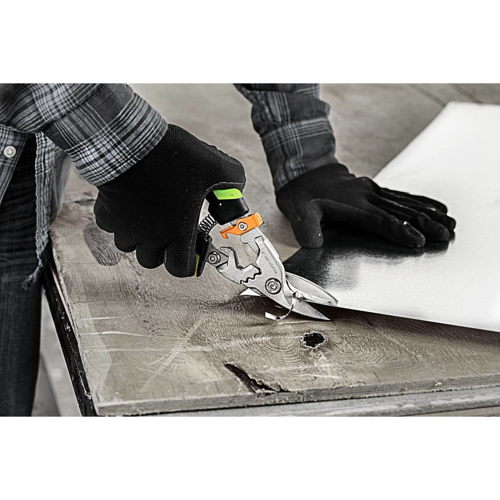 Ножица за ламарина с извити остриета Fiskars PowerGear™, за дясно рязане - ергономична, мощна ножица режеща ламарина в дясно