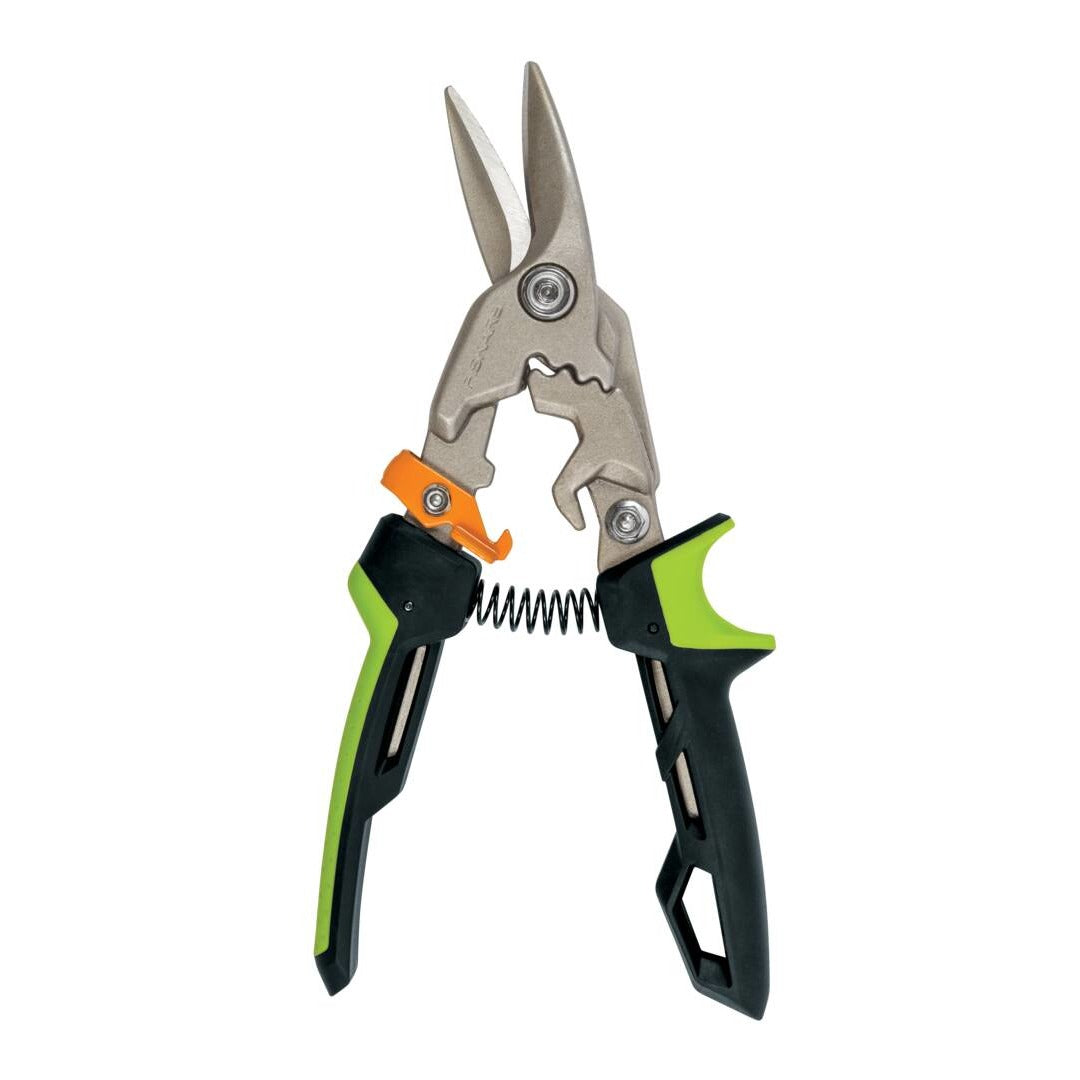 Ножица за ламарина с извити остриета Fiskars PowerGear™, за дясно рязане - ергономична, мощна ламаринена ножица с дръжки и пружинно заключване