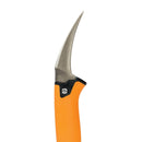 Чук за разбиване и къртене Fiskars IsoCore™ 1.44 kg размер M — детайл на оранжева дръжка и заострено острие, патентована IsoCore™ система