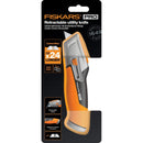 Макетен нож с прибиращо се острие Fiskars Pro CarbonMax™ в опаковка, оранжева дръжка с CarbonMax острие и заключващ механизъм