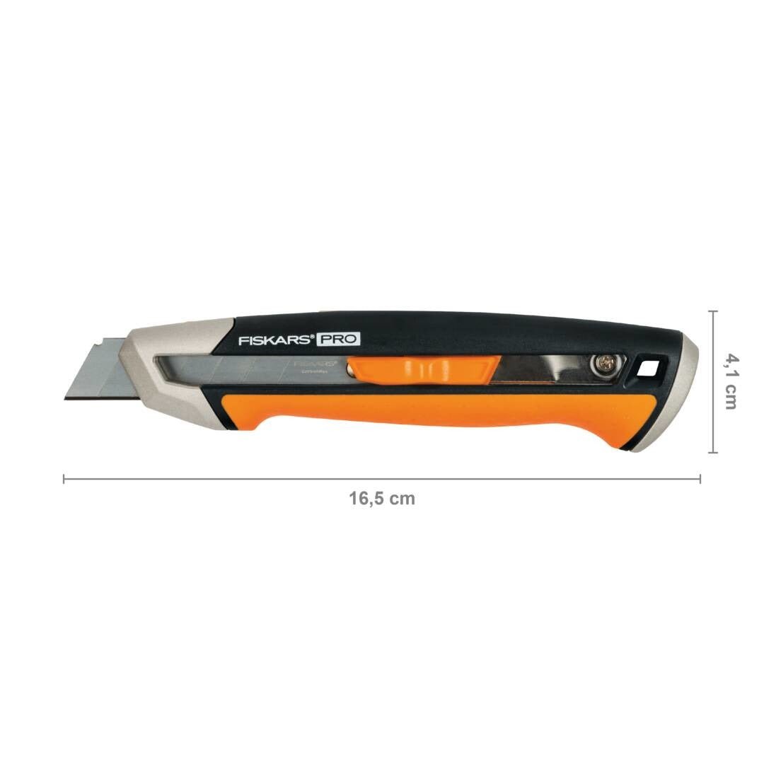 Универсален макетен нож CarbonMax™ 18 mm с подсилен метален корпус, бърза смяна на острието и 18 мм CarbonMax™ острие