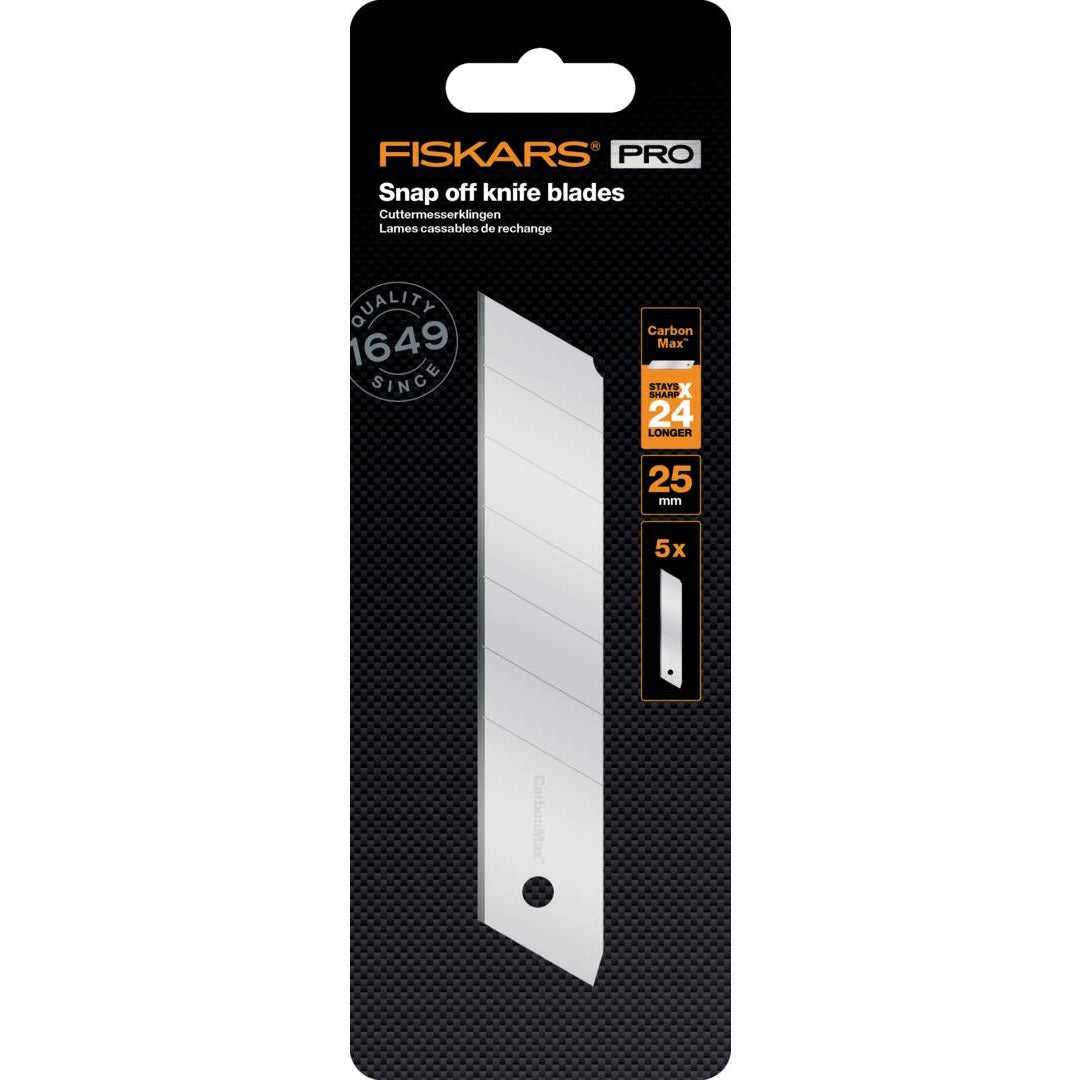 Резервни остриета CarbonMax™ 25 mm, 5 броя – опаковка Fiskars Pro с 25 мм сменяеми остриета CarbonMax, 5 броя