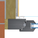 Детайлно изображение на прозоречен профил с мрежа и предпазна ламела, конструкция от PVC и стъклени влакна.