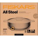 Съд за печене Fiskars All Steel с незалепващо керамично покритие, 28 см. – неръждаема стомана с капак и двойни дръжки