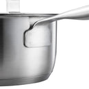 Касерола Fiskars All Steel, 1.5 литра - детайл на неръждаема стомана с плътно заварена дълга дръжка и капак