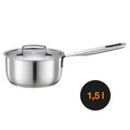 Касерола Fiskars All Steel, 1.5 литра от неръждаема стомана с капак и дълга дръжка, подходяща за всички котлони