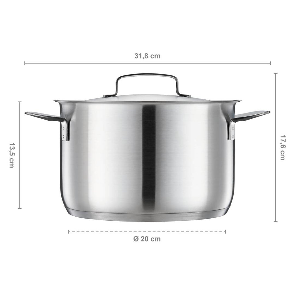 Тенджера Fiskars All Steel, 5.0 l - голяма неръждаема стоманена тенджера с капак и ергономични дръжки, подходяща за индукция
