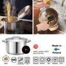 Тенджера Fiskars All Steel, 5.0 l - голяма неръждаема стоманена тенджера с капак и ергономични дръжки, подходяща за индукция