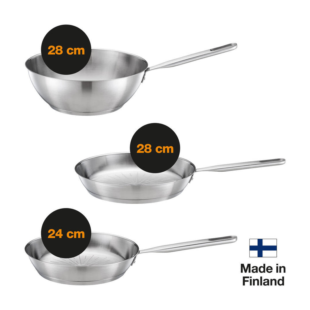 Тиган за пържене All Steel Pure, 28см - неръждаем стоманен тиган с гравирано дъно за равномерно пържене, модел 28 см, Made in Finland