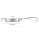 Тиган за пържене All Steel Pure, 28см – неръждаема стомана, страничен профил с размери и дръжка