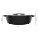 Чугунен гювеч Norden Grill Chef с капак, 30 см. – страничен изглед с размери, черен чугунен съд с капак Thermium™