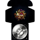 Чугунен гювеч Norden Grill Chef с капак, 30 см. от чугун с Thermium™ покритие на черен фон, изглед отгоре с поставен капак
