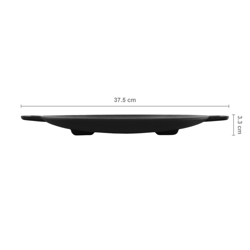 Чугунена плоча Norden Grill Chef, 30 см. – тънък профил 3.3 см, диаметър 37.5 см, устойчива чугунена плоча за скара и сервиране