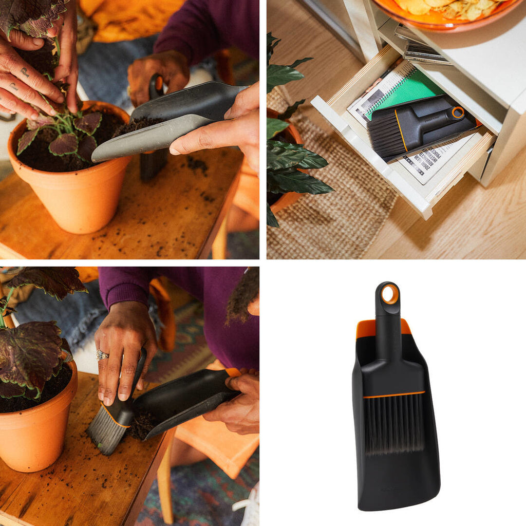 Комплект лопатка за засаждане и четка Fiskars Urban, 20.6 см