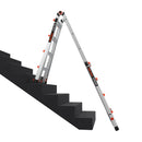 Телескопична алуминиева стълба Little Giant Leveler M17, регулираща се на стълбище за безопасност и стабилност.