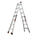 Телескопична алуминиева стълба Little Giant Leveler M17 с регулируеми крака, идеална за работа на неравен терен.