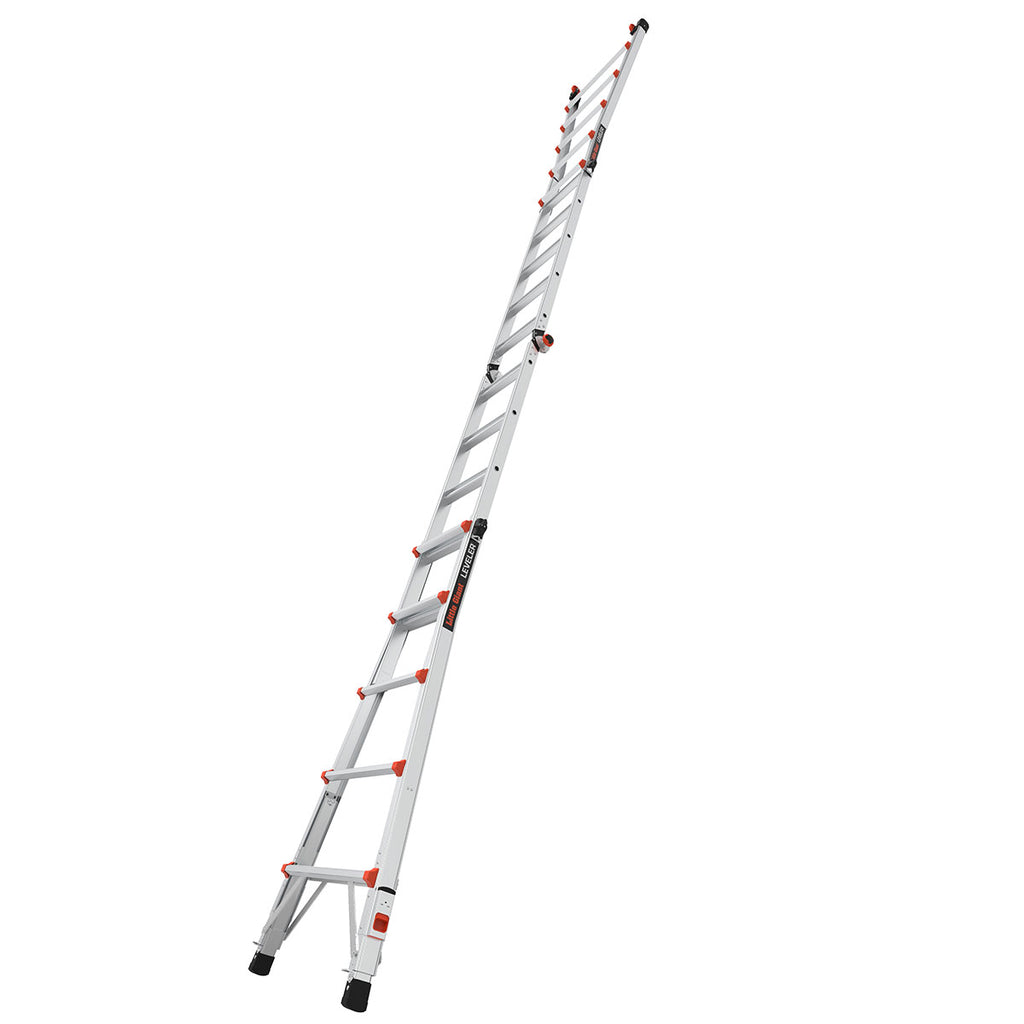 Телескопична алуминиева стълба Little Giant Leveler M22 с 4x5 стъпала, идеална за работа на неравен терен.