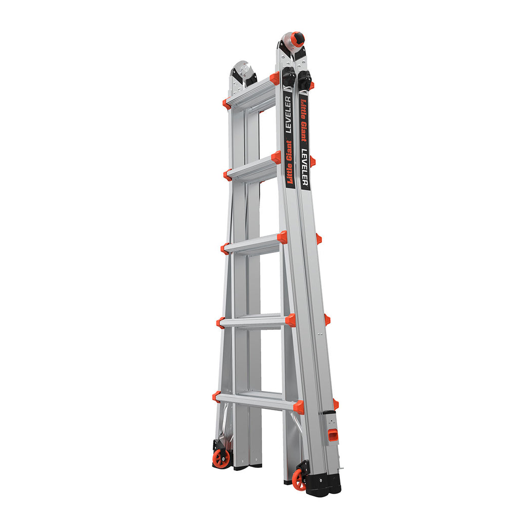 Телескопична алуминиева стълба Little Giant Leveler M22 с 4x5 стъпала, идеална за работа на неравен терен.