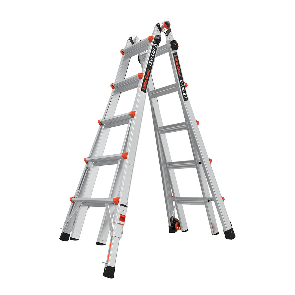 Телескопична алуминиева стълба Little Giant Leveler M22, 4x5 стъпала с регулируеми крака за безопасна работа