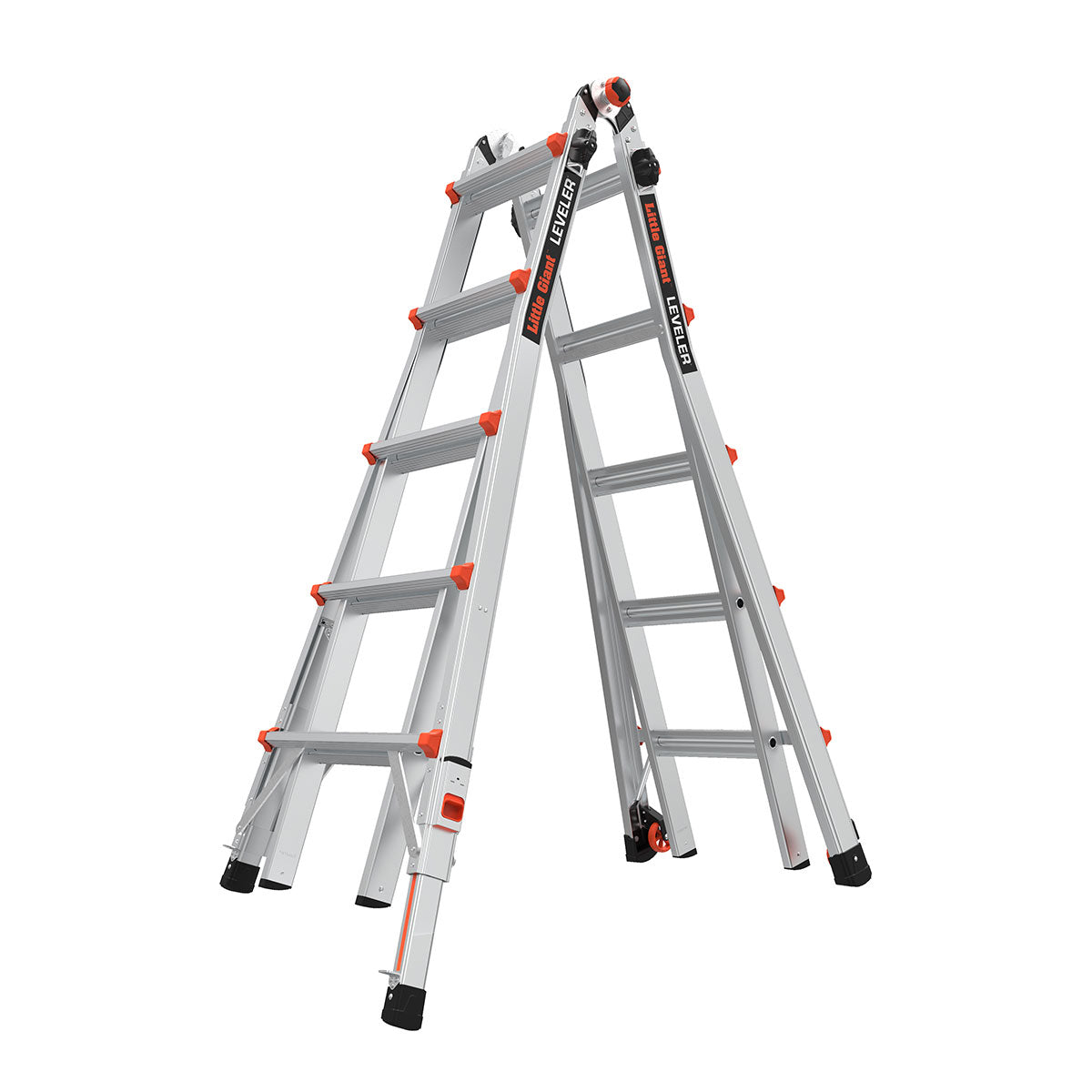 Телескопична алуминиева стълба Little Giant Leveler M22, 4x5 стъпала с регулируеми крака за безопасна работа