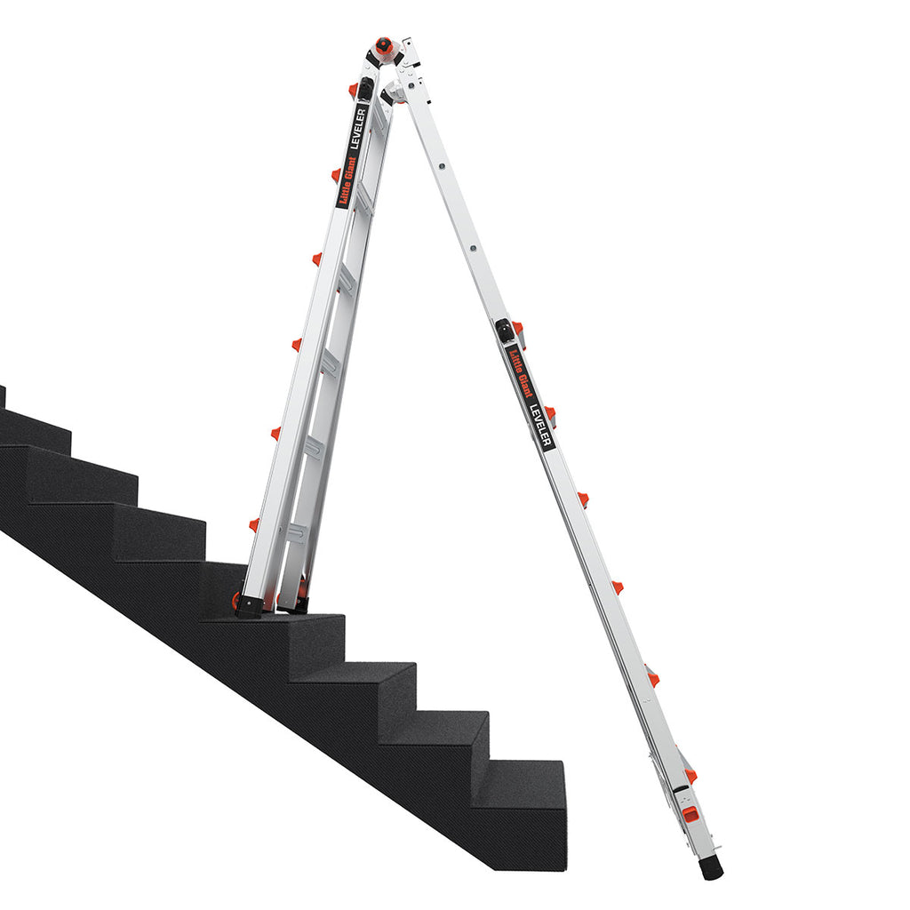 Телескопична алуминиева стълба Little Giant Leveler M26, регулираща се на стълбище с безопасни бутони.