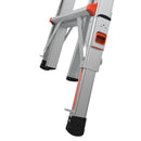 Телескопична алуминиева стълба Little Giant Leveler M26 с регулируеми крака и безопасни бутони за отключване.