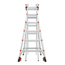 Телескопична алуминиева стълба Little Giant Leveler M26 с 4x6 стъпала, регулируеми крака и безопасни бутони.