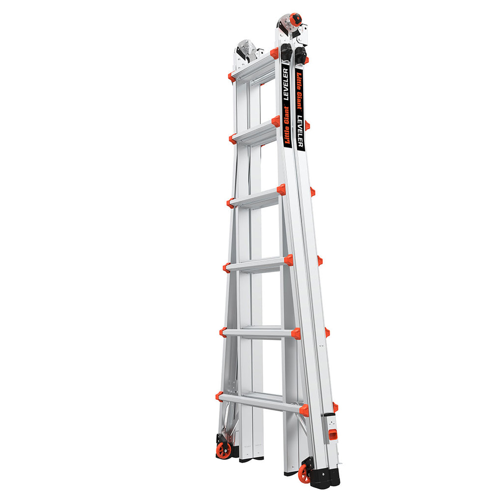 Телескопична алуминиева стълба Little Giant Leveler M26 с 4x6 стъпала и регулируеми крака за безопасна работа