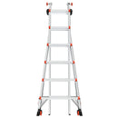 Телескопична алуминиева стълба Little Giant Leveler M26 с 4x6 стъпала, регулируеми крака и безопасни бутони.