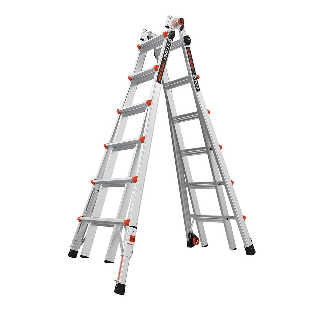 Телескопична алуминиева стълба Little Giant Leveler M26 с 4x6 стъпала и регулируеми крака за безопасност