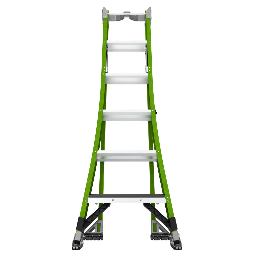 Двураменна стълба от фибростъкло 5+4 стъпала Little Giant TELECOMBO с GROUND CUE, V-bar и двупозиционни пети