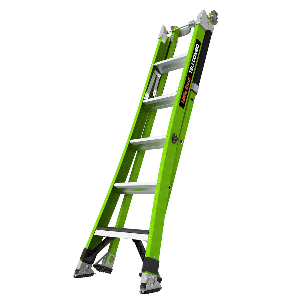 Двураменна стълба от фибростъкло 5+4 стъпала Little Giant TELECOMBO с GROUND CUE, V-bar и двупозиционни пети