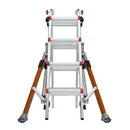 Телескопична алуминиева стълба 4x4 M17 Conquest 2.0 PRO с обезопасителни релси, изглед отпред.