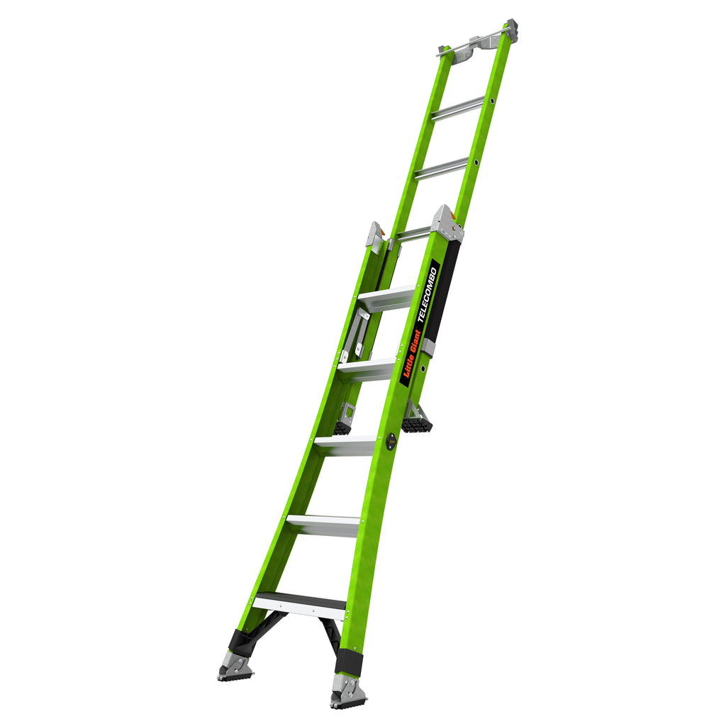 Двураменна стълба от фибростъкло 5+4 стъпала Little Giant TELECOMBO с GROUND CUE, V-bar и двупозиционни пети