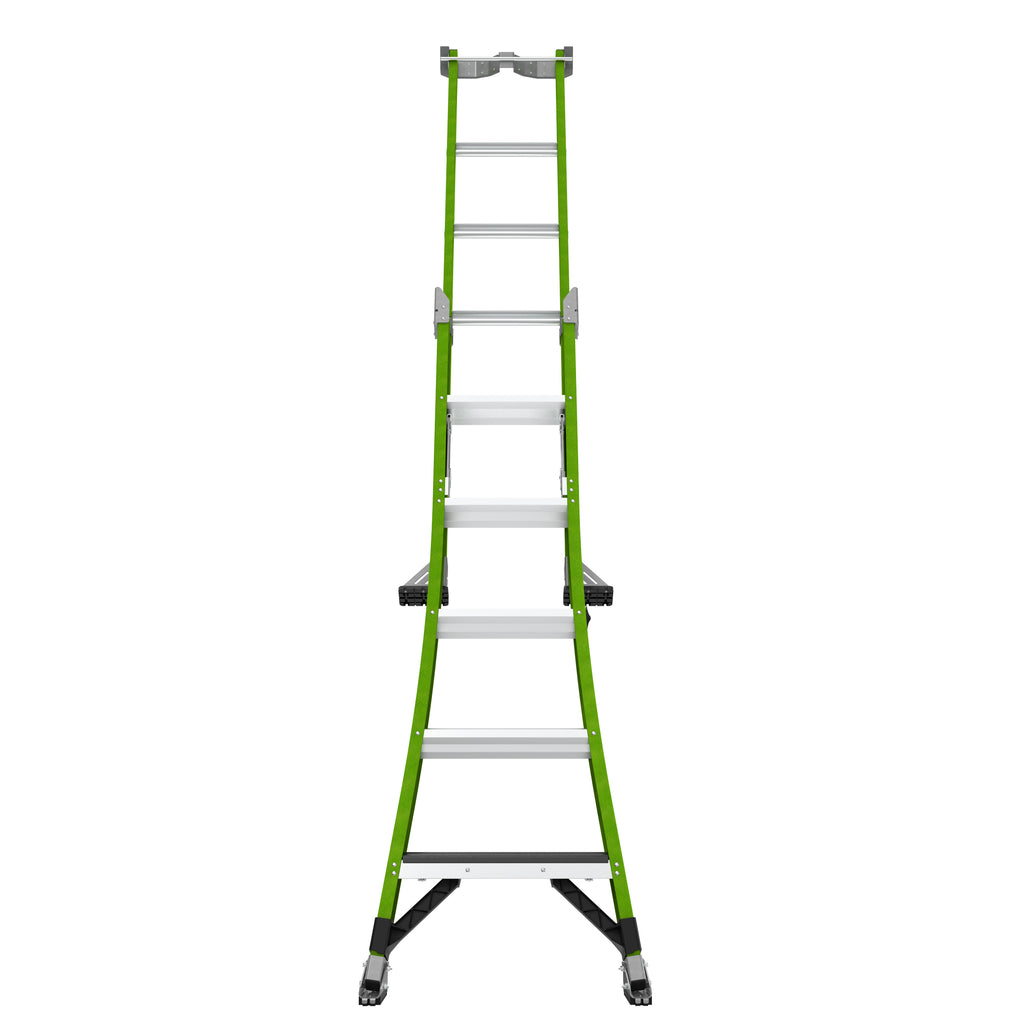 Двураменна стълба от фибростъкло 5+4 стъпала Little Giant TELECOMBO с GROUND CUE, V-bar и двупозиционни пети