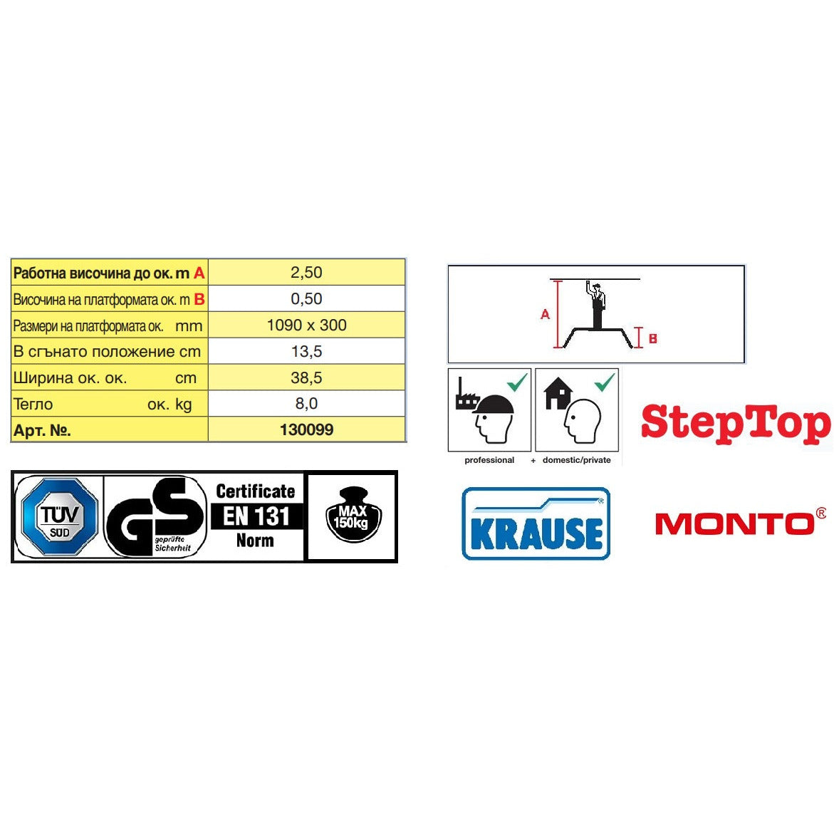 Купи РАБОТНА ПЛАТФОРМА KRAUSE STEPTOP за 283 лв. само от Nika.bg