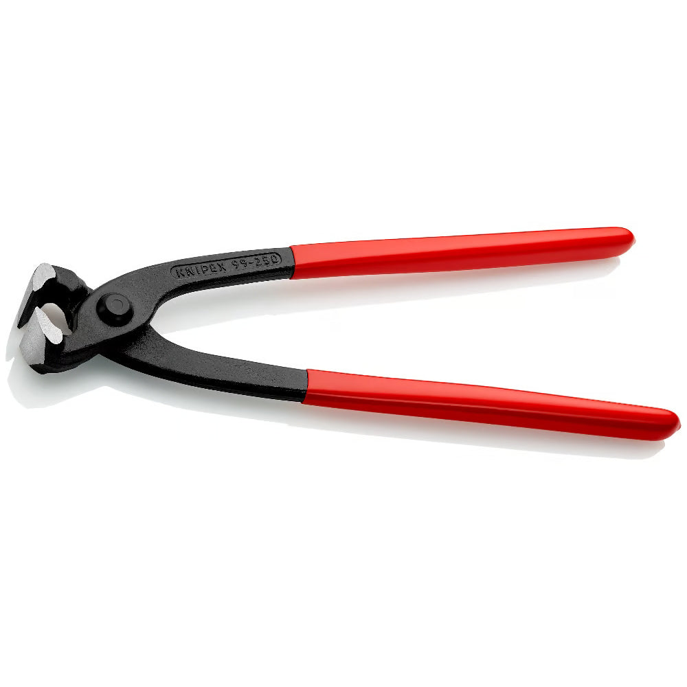 Арматурни клещи KNIPEX черни 250 мм с червени дръжки за рязане и усукване на свързваща тел.