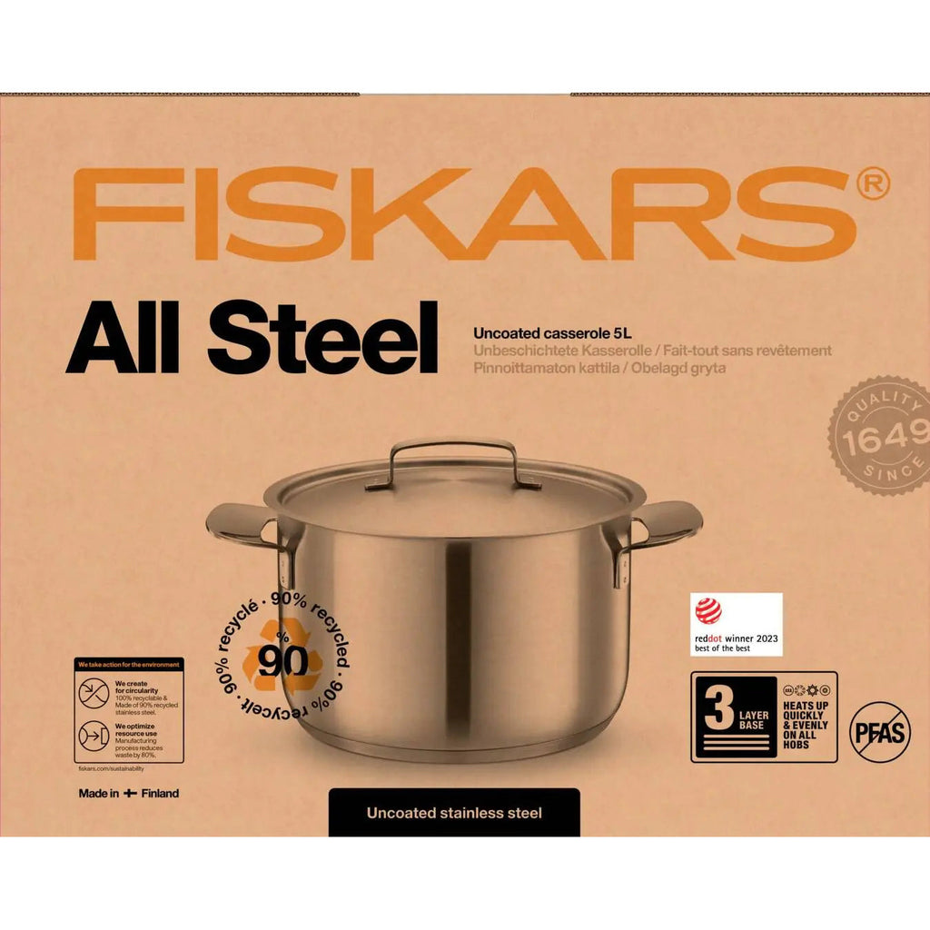 Тенджера Fiskars All Steel, 5.0 l - Nika.bg
