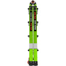 Телескопична стълба Little Giant Dark Horse 2.0 сгъната, изработена от фибростъкло, с маркировка в черно и оранжево.